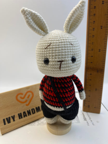Bunny/Rabbit Wearing Overalls-Handmade Crochet
