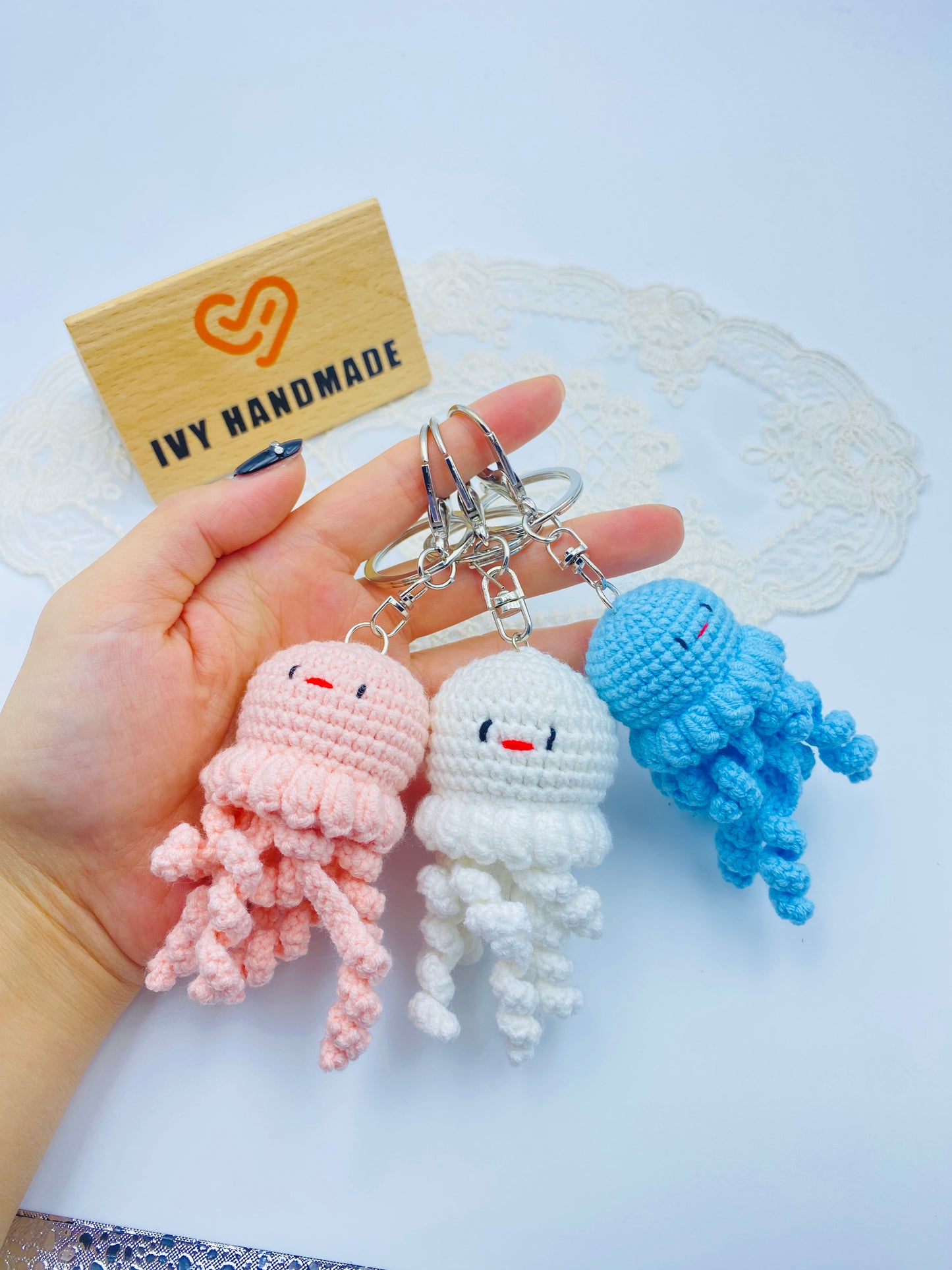 Jellyfish/Key chain-Handmade Crochet