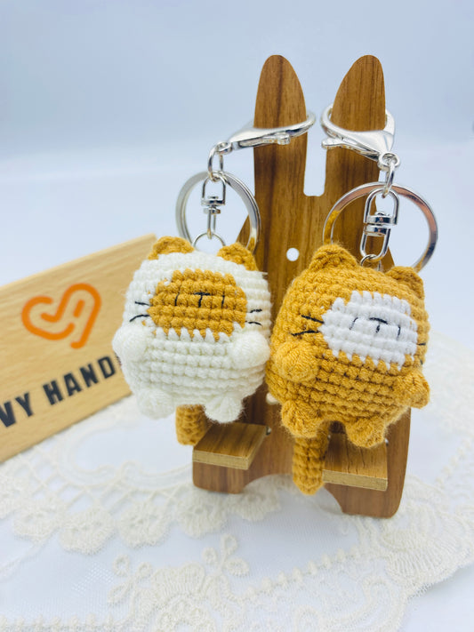 Cats Square/Key chain-Handmade Crochet