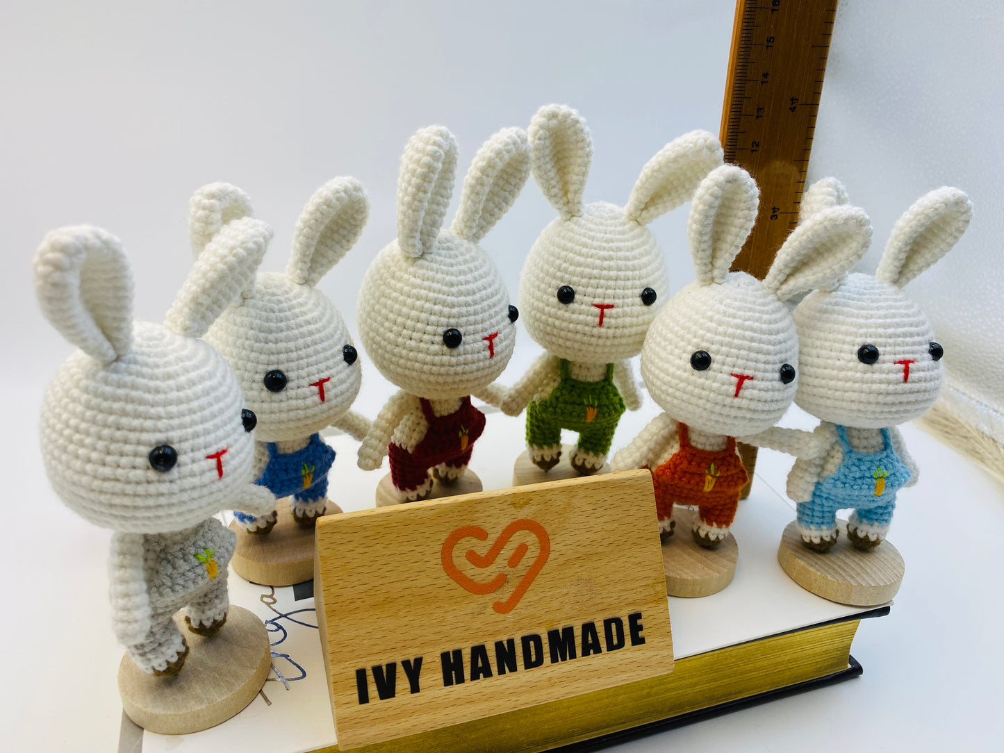 Bunny/Rabbit Wearing Overalls  (S)-Handmade Crochet