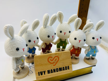 Bunny/Rabbit Wearing Overalls  (S)-Handmade Crochet