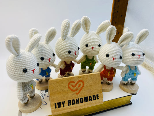 Bunny/Rabbit Wearing Overalls  (S)-Handmade Crochet