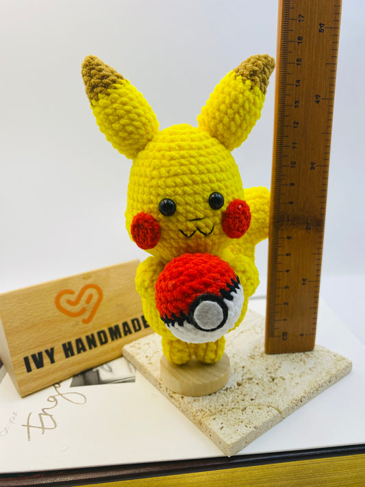 Pickachu With Poke Ball-Handmade Crochet