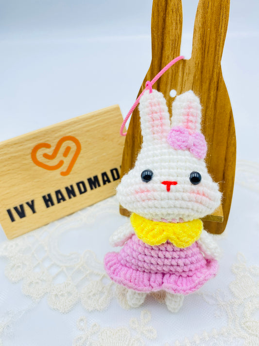rabbit wearing skirt/ Key Chain-Handmade Crochet