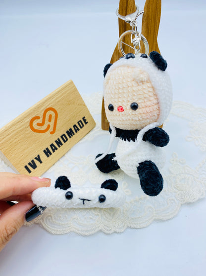 Panda Girl/Key chain-Handmade Crochet