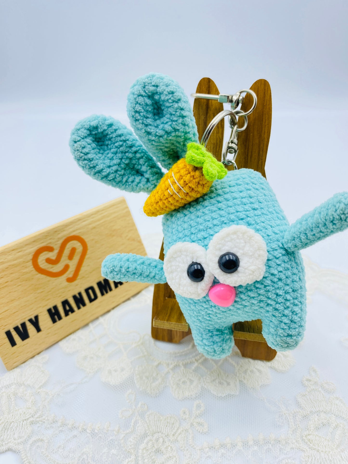 Square Rabbit/Key Chain-Handmade Crochet