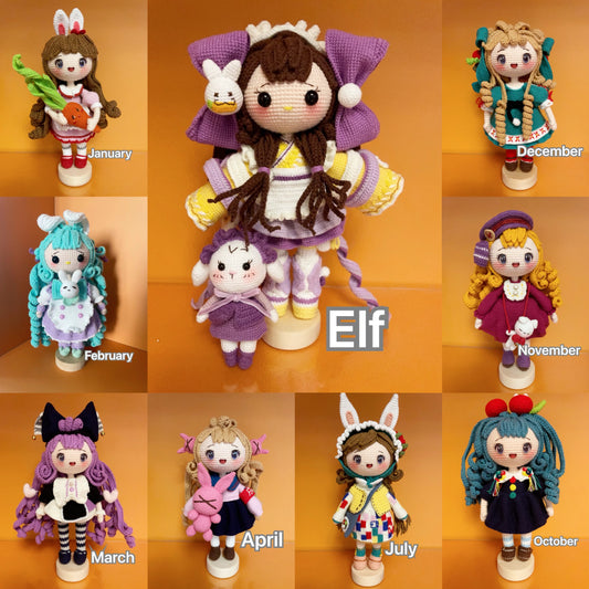 Handcrafted Wishing Doll Crochet Figurine (January to December and Elfs:)